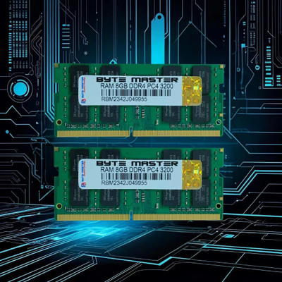 BYTE MASTER DDR4 DDR4 8 GB (Dual Channel) Laptop (RAM 8GB LAPTOP 3200 Mhz pack of 2)(Green)