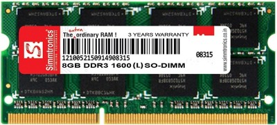 simtronics 8 gb ddr3l laptop1600 DDR3 8 GB (Single Channel) Laptop (Simmtronics 8GB DDR3L 1600MHz SODIMM Laptop Ram)