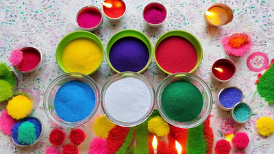 BRIGHT BLOOM Pack of 6 Rangoli Powder(Multicolor)