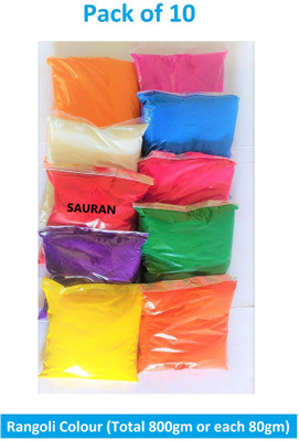 Sauran Pack of 10 Rangoli Powder(Multicolor)
