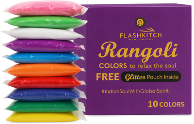 FLASHKITCH Pack of 10 Rangoli Powder(Multicolor)
