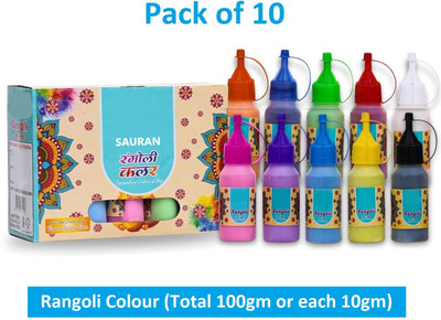 Sauran Pack of 10 Rangoli Powder(Multicolor)