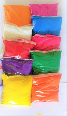 Raga Plus Pack of 10 Rangoli Powder(Red, Yellow, White, Blue, Green, Orange, Pink, Maroon)