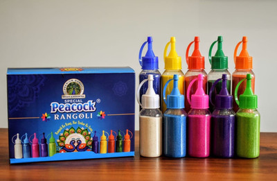 Gulabi Naksh Pack of 10 Rangoli Powder(Multicolor)