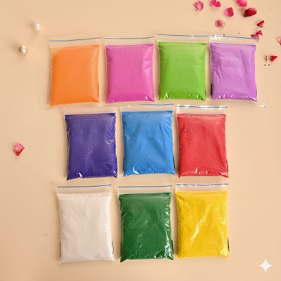 Craftam Pack of 10 Rangoli Powder(Multicolor)