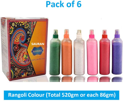 Sauran Pack of 6 Rangoli Powder(Multicolor)