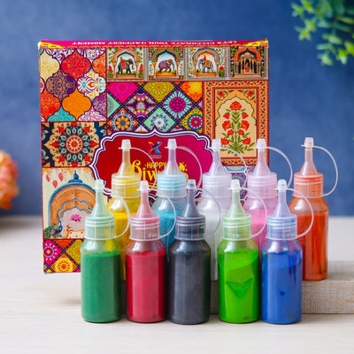 Xvision Pack of 10 Rangoli Powder(Multicolor)