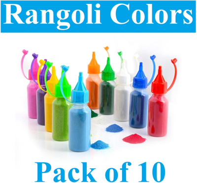 Sauran Pack of 10 Rangoli Powder(Multicolor)
