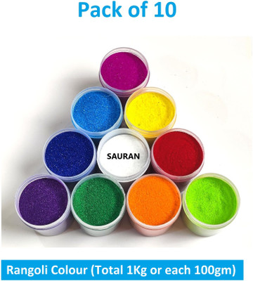 Sauran Pack of 10 Rangoli Powder(Multicolor)
