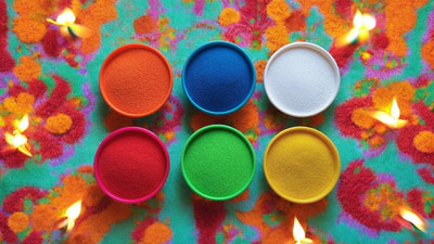 BRIGHT BLOOM Pack of 6 Rangoli Powder(Multicolor)