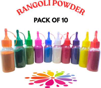 RUSHKO Pack of 10 Rangoli Powder(Multicolor)