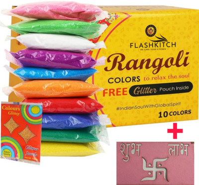 FLASHKITCH Pack of 10 Rangoli Powder(Multicolor)