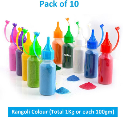 Sauran Pack of 10 Rangoli Powder(Multicolor)