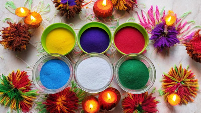 BRIGHT BLOOM Pack of 6 Rangoli Powder(Multicolor)
