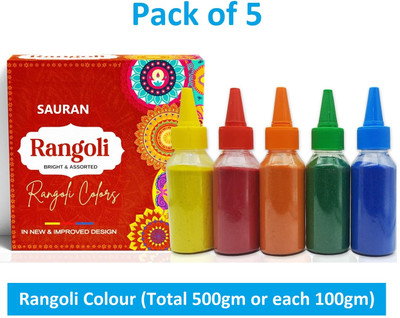 Sauran Pack of 5 Rangoli Powder(Multicolor)