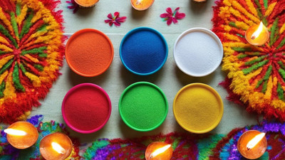 BRIGHT BLOOM Pack of 6 Rangoli Powder(Multicolor)