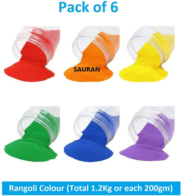 Sauran Pack of 6 Rangoli Powder(Multicolor)