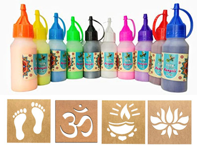 CottonTee Pack of 10 Rangoli Powder(Multicolor)