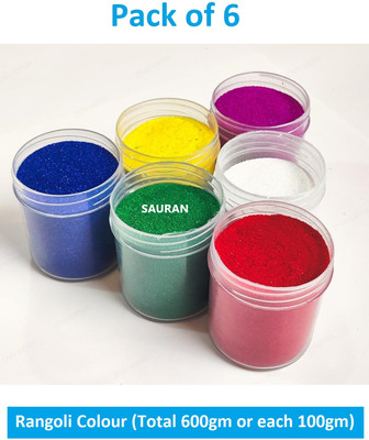 Sauran Pack of 6 Rangoli Powder(Multicolor)