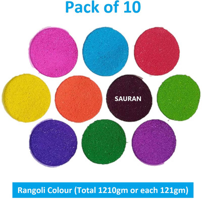 Sauran Pack of 10 Rangoli Powder(Multicolor)