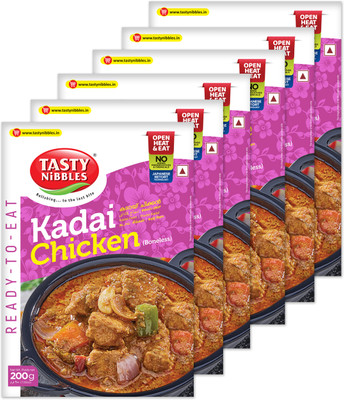 Tasty Nibbles Ready To Eat Kadai Chicken 200g|No Added Preservatives Using Retort Technology 1200 g