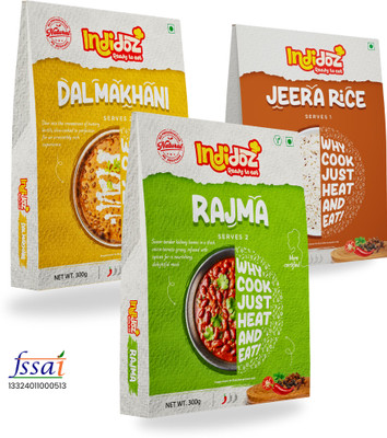 Indidoz by Indidoz Ready to Eat Dal Makhani, Jeera Rice & Rajma Combo | Instant Indian Meal(800 g)