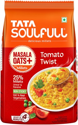 Tata Soulfull Masala Oats+, Tomato Twist, 25% Millets, Real Veggies, Non Sticky, Healthy Snack Pouch(500 g)