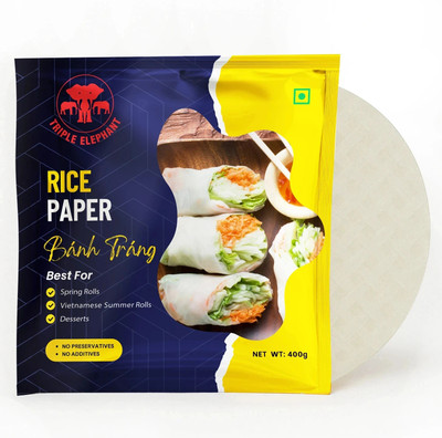 Triple Elephant Rice Paper Banh Trang | Authentic Vietnamese Spring Roll Wrapper for Fresh Rolls(400 g)