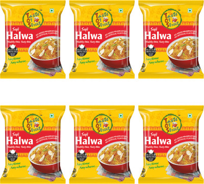Taste Of Street Ready to Eat Suji Halwa, Made with Ghee & Premium Dry fruits 6 Pieces