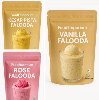 FoodEmporium Falooda mix | Falooda Combo of Kesar Pista, Vanilla , Rose Flavour 300 g(Pack of 3)