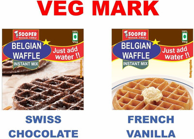 SOOPER Belgian WAFFLE PREMIX COMBO OF VANILLA & CHOCOLATE || 2 kg(Pack of 2)