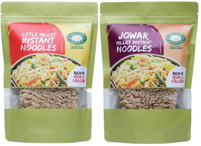 MILLET AMMA Little Millet Instant Noodles and Jowar Millet Instant Noodles 350 g(Pack of 2)