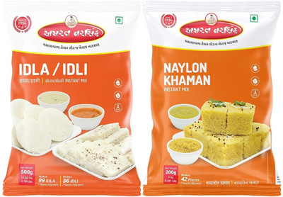 AMRAT NARSIH Idla/Idli 500gm & Nylon Khaman 200gm Instant Mix Combo Pack Just steam & eat 700 g(Pack of 2)