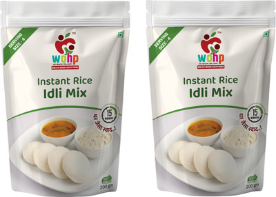 WOHP Ready-to-Cook Rice Idli Mix | Instant Breakfast | Soft & Fluffy 400 g(Pack of 2)