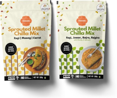 9grams Sprouted Multi Millet Instant Chilla Dosa Mix, High Protein & Fibres 200 g(Pack of 2)