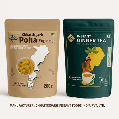36Insta 2 Instant Poha + 1 Instant Ginger Tea 464 g
