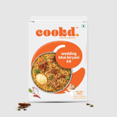 Cookd Wedding Bhai Biryani Kit for (Serves 3) | Ready Cook Biryani Kit in 20 min 505 g