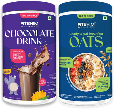 Pro-To-Grow Healthy Nutritional Fitbhim Chocolate Drink & Ready To Eat Instant Oats Combo 500 g(Pack of 2)