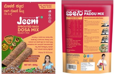 Jeeni Combo pack of Millet Paddu mix 500g and 500g of Sprouted Ragi Dosa Mix 1000 g(Pack of 2)