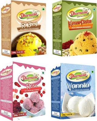 Dharmasut Rajbhog + Kesar Pista + Rose + Vanilla Instant Ice cream Mix Powder 400 g(Pack of 4)