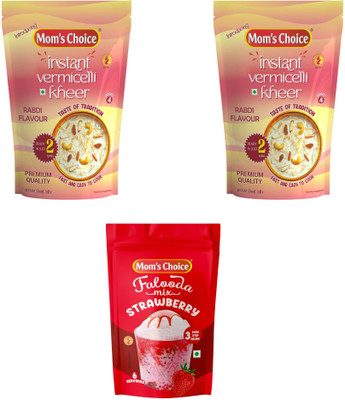 MOM'S CHOICE Instant Dessert Combo – Strawberry Falooda Mix (200g) + 2x Kheer Mix (85g Each) 370 g(Pack of 3) MOM'S CHOICE Instant Dessert Combo – Strawberry Falooda Mix (200g) + 2x Kheer Mix (85g Each) 370 g(Pack of 3)