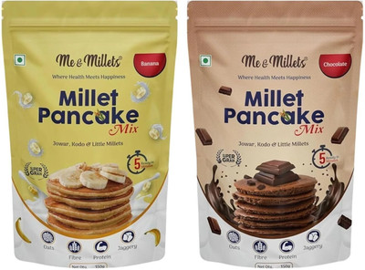 ME & MILLETS Millet Pancake Mix, Chocolate & Banana Flavour | 2 x 150g | No refined Sugar 300 g(Pack of 2)