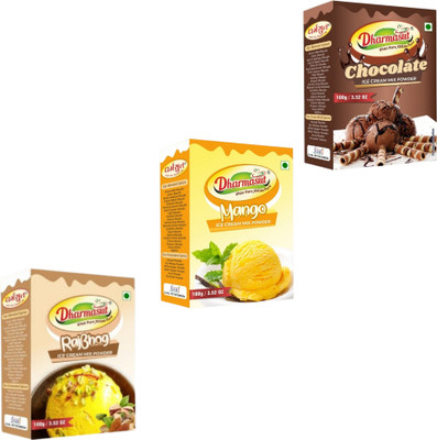 Dharmasut Mango + Chocolate + Rajbhog Instant Ice Cream Mix Powder | Combo of 3 | 300 g(Pack of 3)