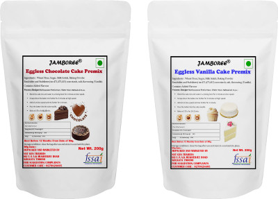 JAMBOREE Eggless Chocolate & Vanilla Premix Combo Instant Cake Mix 3 Step Prep Mix & Bake 400 g(Pack of 2)