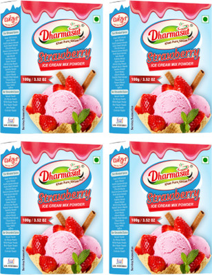 Dharmasut Instant Strawberry Ice Cream Mix Powder 100g Each | 400 g(Pack of 4)
