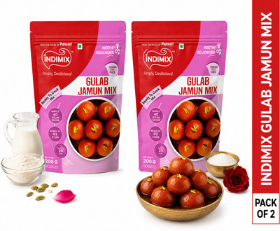 INDIMIX Instant Ready to Cook Gulab Jamun Mix | Ready In 3 Steps | Healthy & Tasty 400 g(Pack of 2)