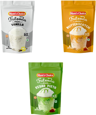 MOM'S CHOICE Instant Falooda Mix Combo – Vanilla, Butterscotch & Kesar Pista Flavors 600 g(Pack of 3)