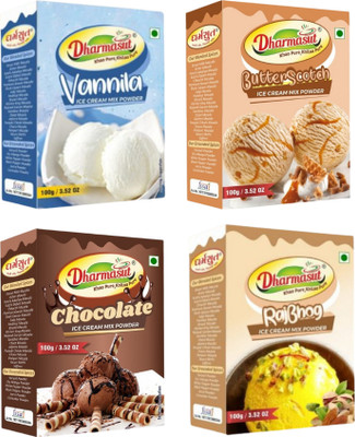 Dharmasut Vanilla + Butterscotch + Chocolate + Rajbhog Instant Ice cream Mix Powder 400 g(Pack of 4)