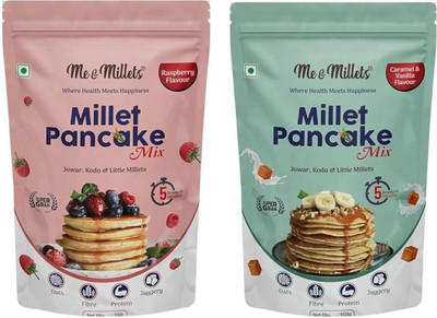ME & MILLETS Millet Pancake Mix, Raspberry & Caramel Flavour | 2 x 150g | No refined Sugar 300 g(Pack of 2)