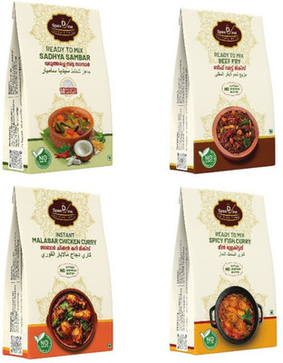 SPEEDINE Ready to Mix Sadhya Sambar, Meat Fry, Malabar Chicken Curry, & Fish Curry Mixes 370 g